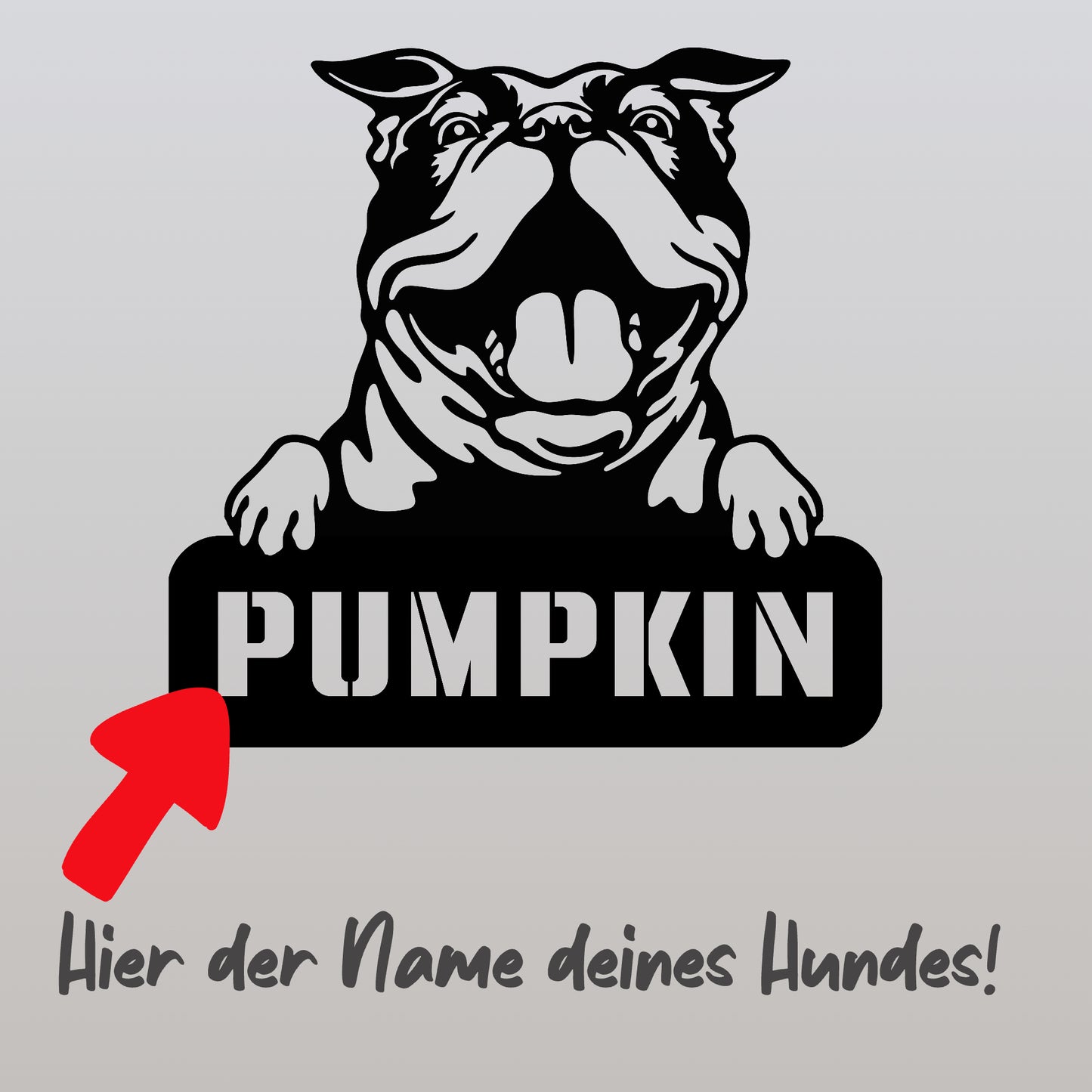 personalisiertes Metallschild mit Hundenamen - Bulldogge