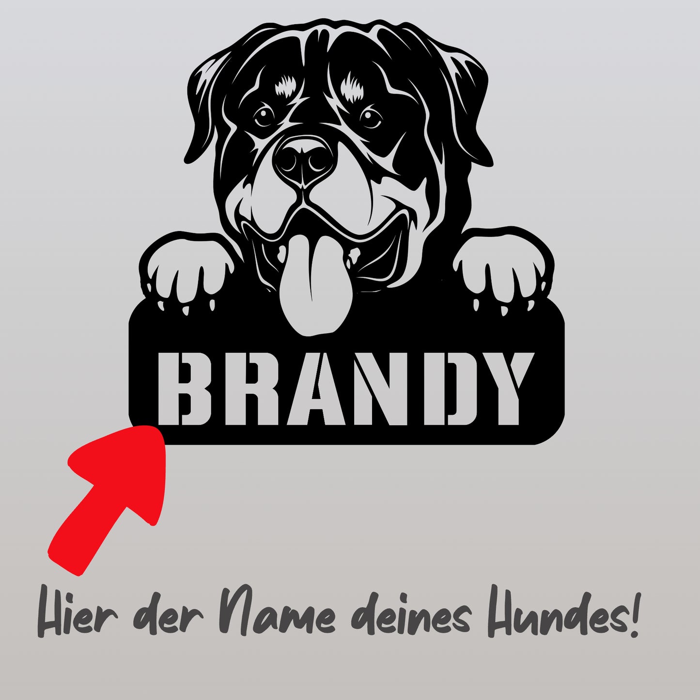 personalisiertes Metallschild mit Hundenamen - Rottweiler