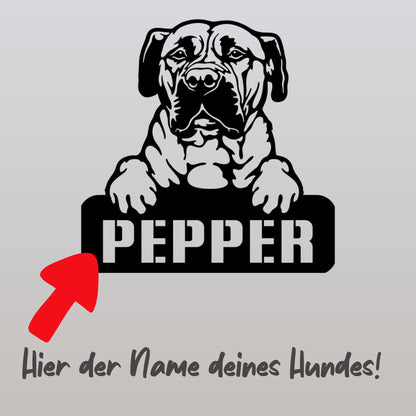 personalisiertes Metallschild mit Hundenamen - Tosa Inu Welpe