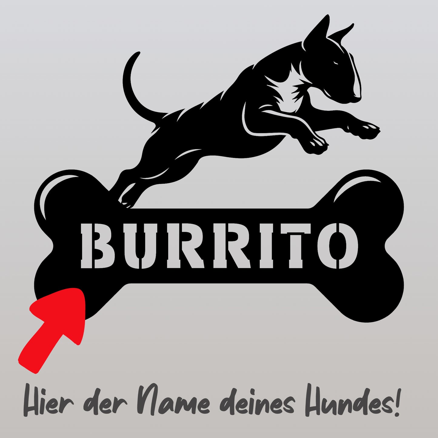 personalisiertes Metallschild mit Hundenamen - Bullterrier
