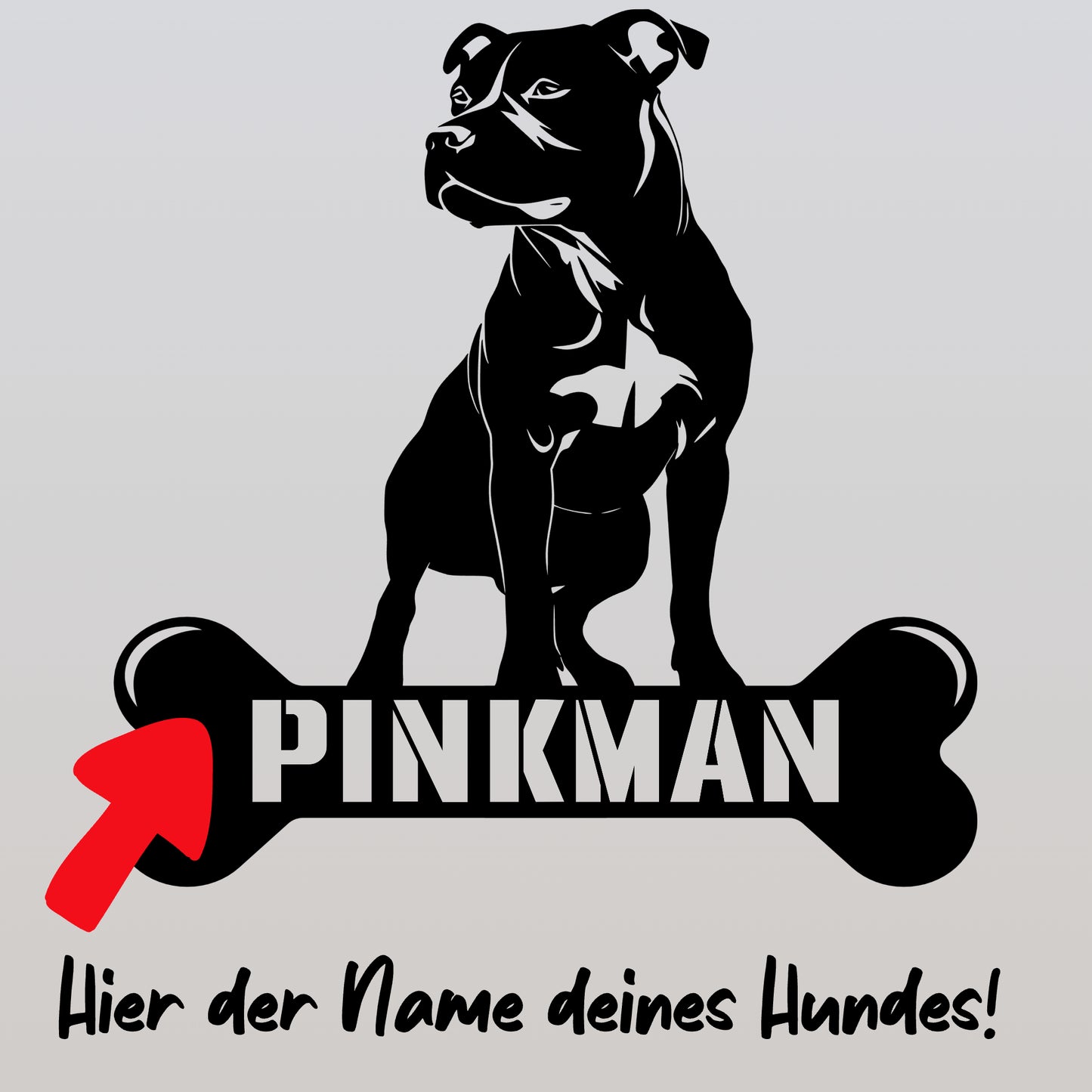 personalisiertes Metallschild mit Hundenamen - Stafford