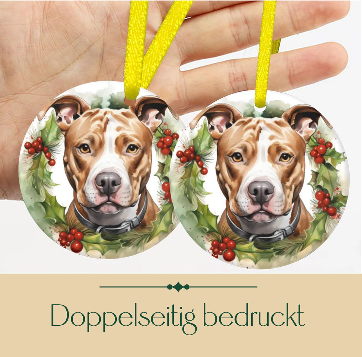 Weihnachtsbaum-Ornament aus Keramik - Pitbull 3
