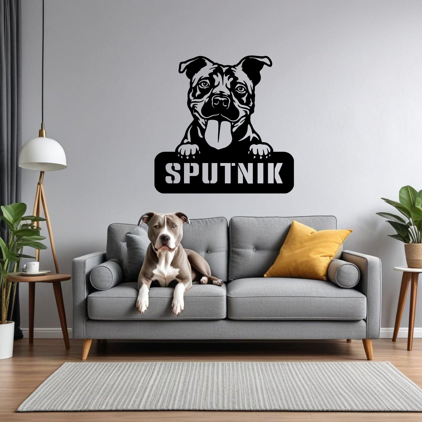 personalisiertes Metallschild  mit Hundenamen - Pitbull