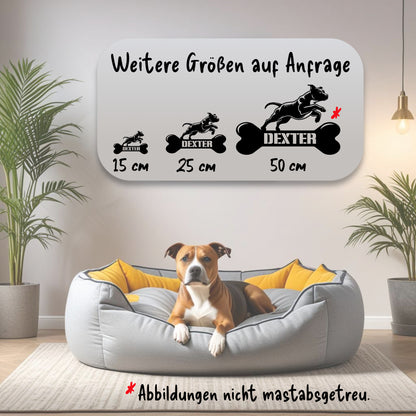 personalisiertes Metallschild mit Hundenamen - Bullterrier