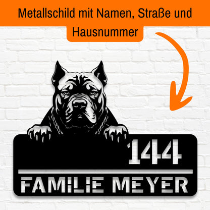 XXL Bully Stahlschild mit Strasse und Hausnummer