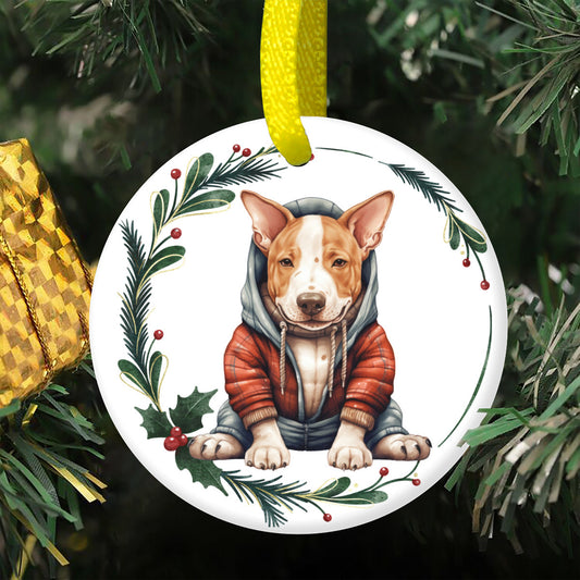 Weihnachtsbaum-Ornament aus Keramitk - Bullterrier
