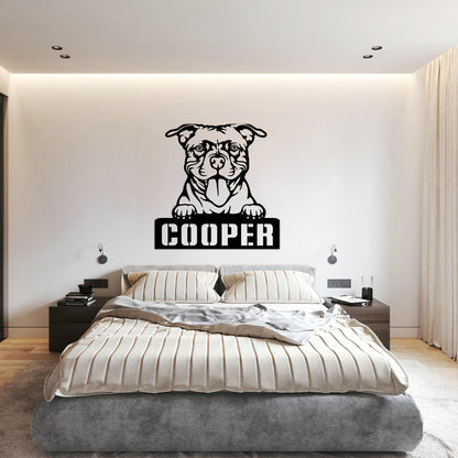 personalisiertes Metallschild mit Hundenamen - Staffordshire Bullterrier