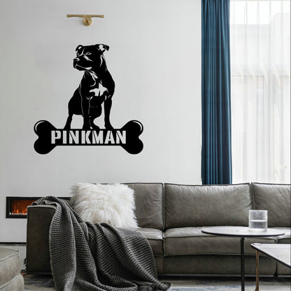 personalisiertes Metallschild mit Hundenamen - Stafford