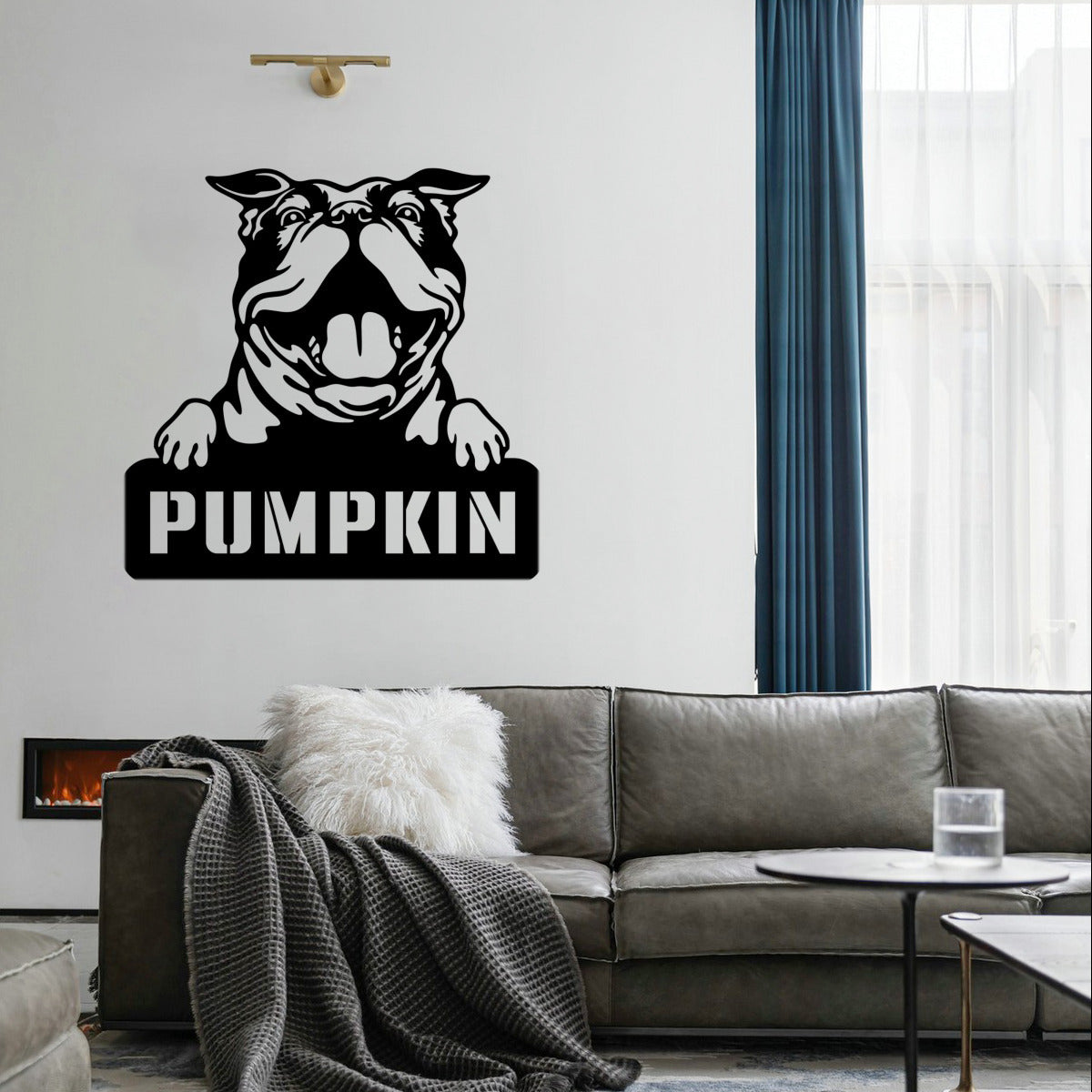 personalisiertes Metallschild mit Hundenamen - Bulldogge