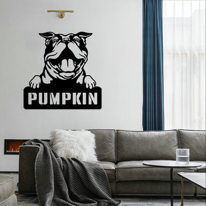 personalisiertes Metallschild mit Hundenamen - Bulldogge