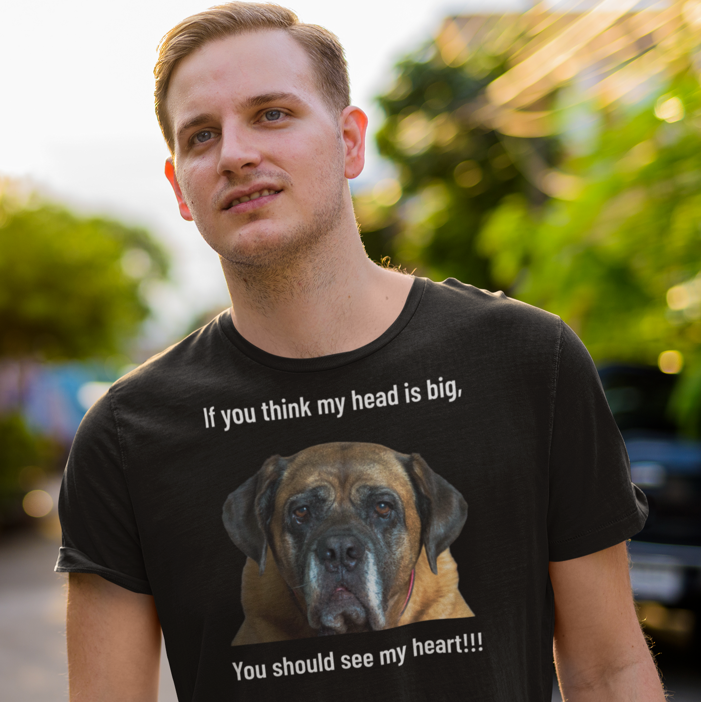 If you think my head is big... - personalisiertes T-Shirt mit deinem Hund