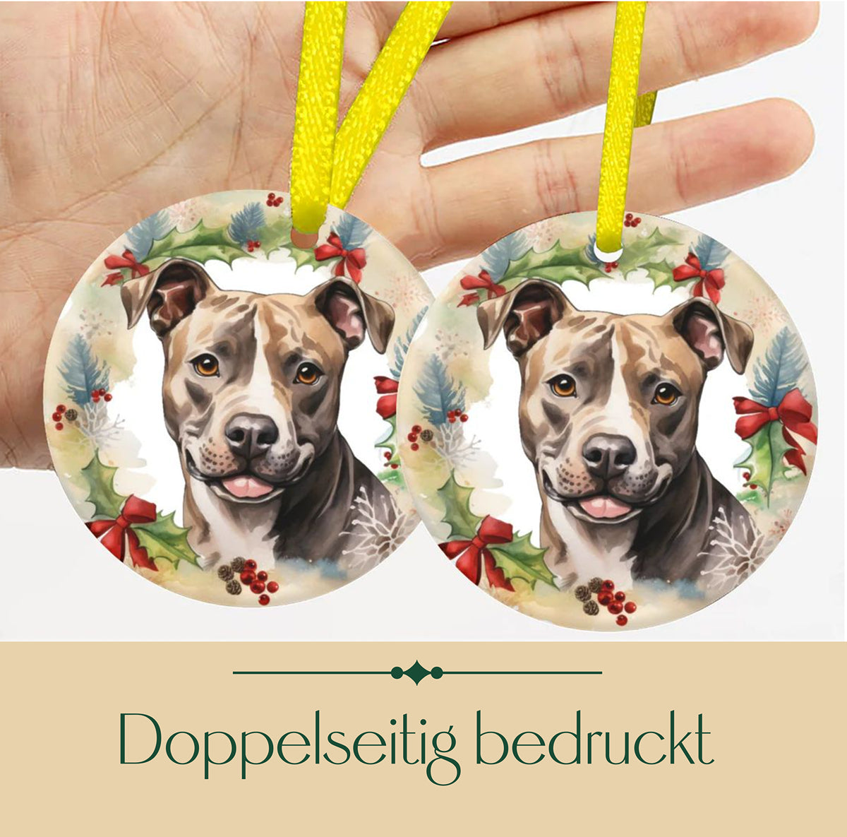 Weihnachtsbaum-Ornament aus Keramik - Pitbull 1